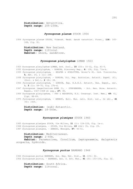 world catalogue and bibliography of the recent pycnogonida