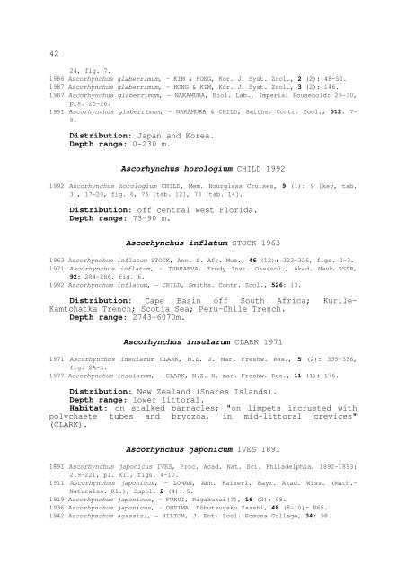 world catalogue and bibliography of the recent pycnogonida