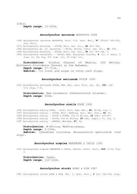 world catalogue and bibliography of the recent pycnogonida