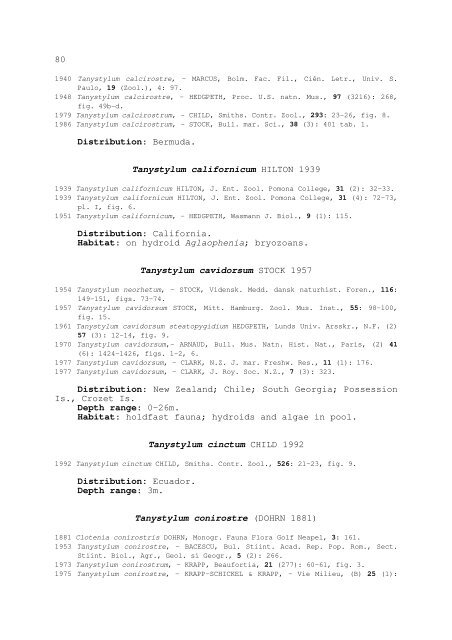 world catalogue and bibliography of the recent pycnogonida