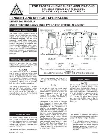 Universal Model A Sprinkler - Wormald