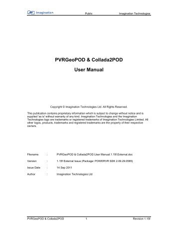 PVRGeoPOD & Collada2POD User Manual - Imagination ...