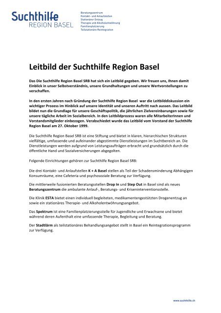 Leitbild der Suchthilfe Region Basel