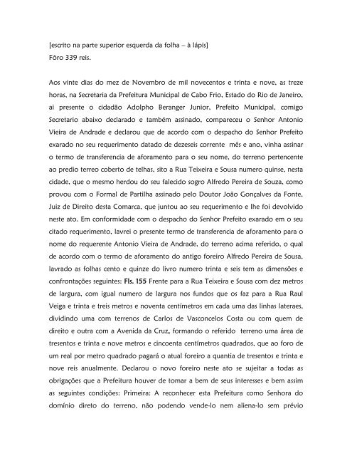 Livro de Aforamento número 041 - Paleografia