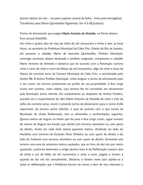 Livro de Aforamento número 041 - Paleografia