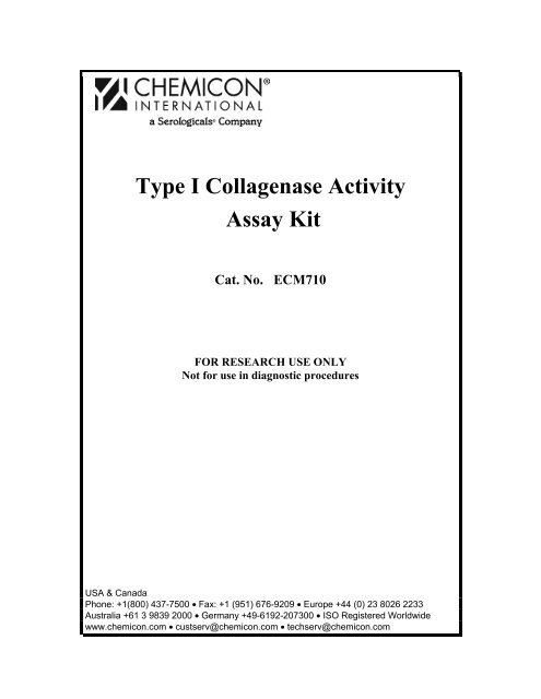 Type I Collagenase Activity Assay Kit - Millipore