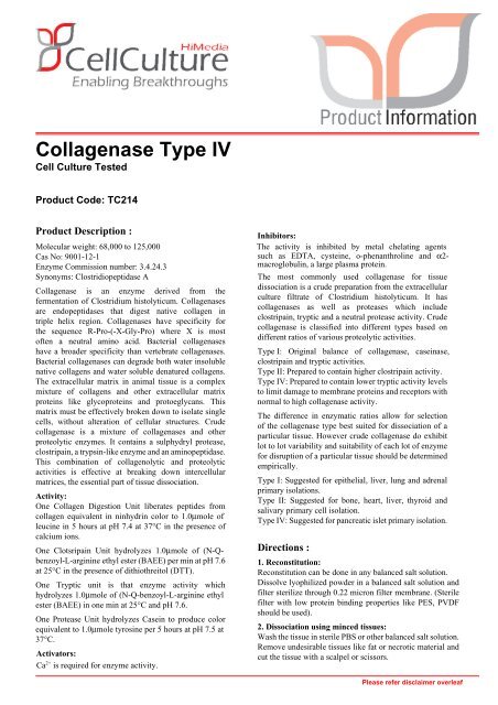 Collagenase Type IV - HiMedia