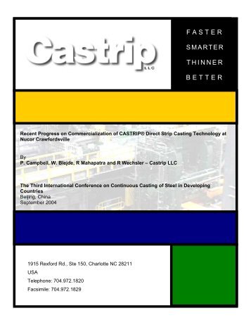 Recent Progress on Commercialization of CASTRIP® Direct Strip