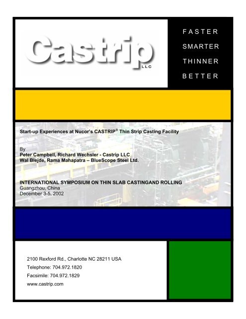 tart-up Experience at Nucor's CASTRIP® Thin Strip