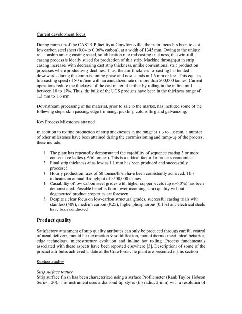 The Status of Twin-Roll Strip Casting Technology - Castrip