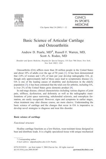 Basic Science of Articular Cartilage and Osteoarthritis