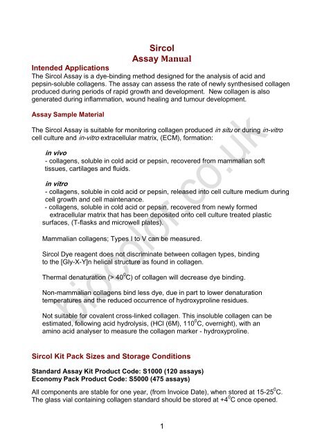 Sircol Assay Manual - Biocolor Assays