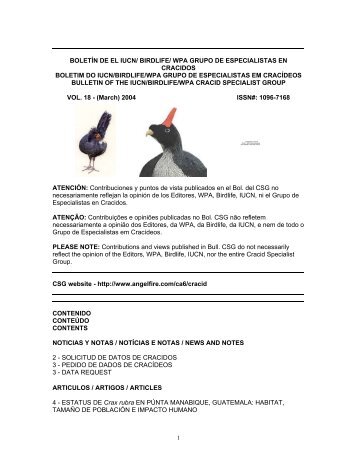 boletín de el iucn/ birdlife/ wpa grupo de especialistas en cracidos ...