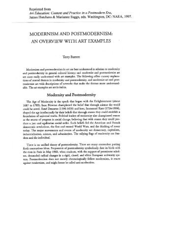 modernism and postmodernism: an overview - Terry Barrett