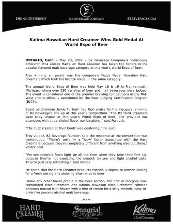 Kalima Hawaiian Hard Creamer Wins Gold Medal At World Expo of ...