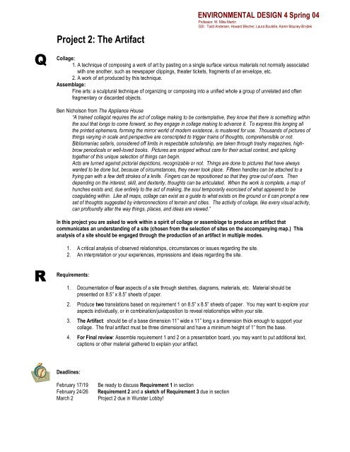 Project 2 The Artifact.pdf - College of Environmental Design