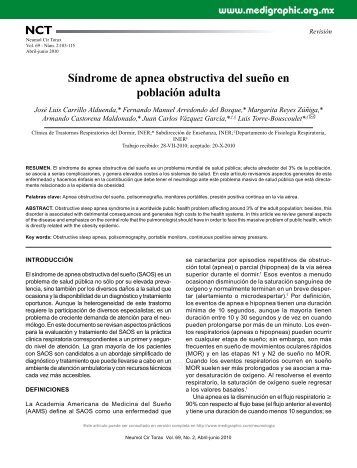 Síndrome de apnea obstructiva del sueño en ... - edigraphic.com