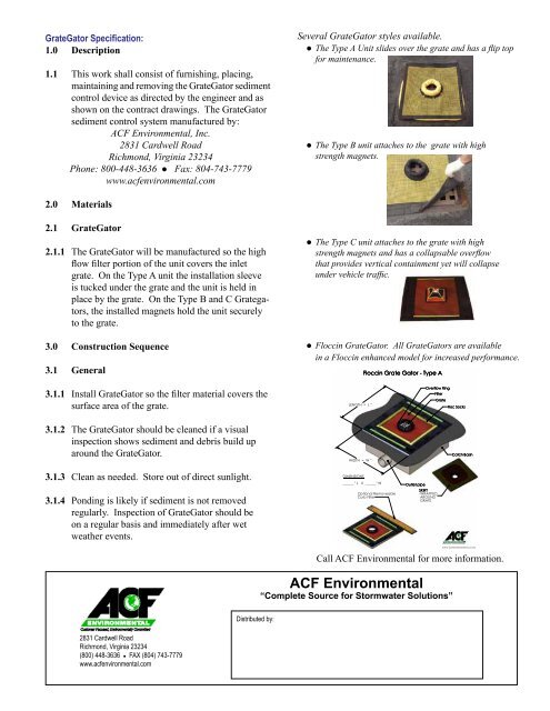 1. GrateGator Brochure - ACF Environmental