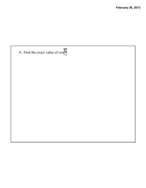 5.3 Sum and Difference Formulas sin(u+v)= sinu cosv + cosu sinv ...