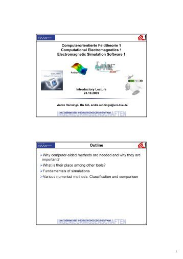 Computerorientierte Feldtheorie 1 Computational Electromagnetics ...