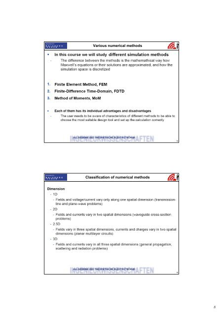 Computerorientierte Feldtheorie 1 Computational Electromagnetics ...