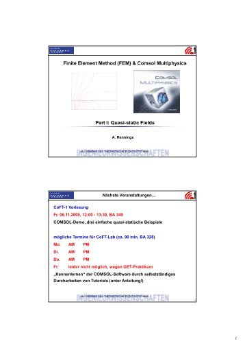 Finite Element Method (FEM) & Comsol Multiphysics Part I: Quasi ...