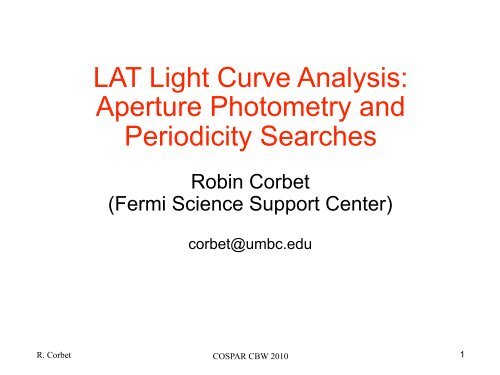 LAT Light Curve Analysis: Aperture Photometry and ... - Fermi - NASA