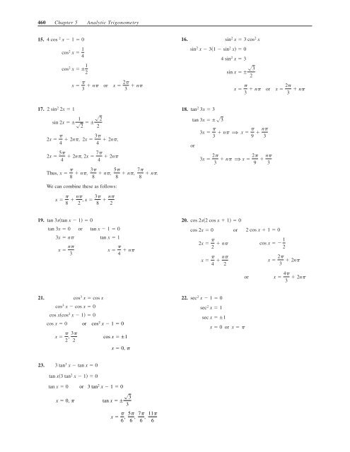 C H A P T E R 5 Analytic Trigonometry