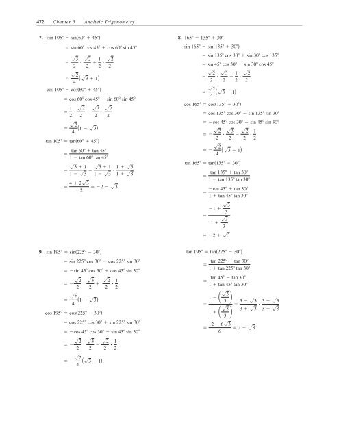 C H A P T E R 5 Analytic Trigonometry