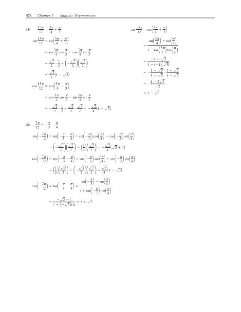 C H A P T E R 5 Analytic Trigonometry