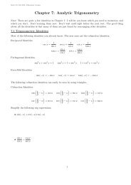 Chapter 7: Analytic Trigonometry