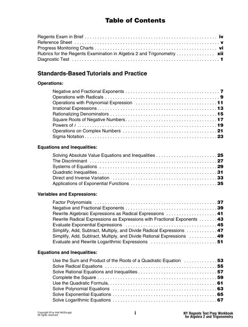 Algebra 2 Formula Chart