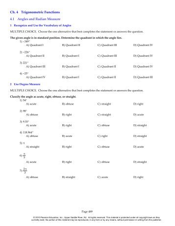 Ch. 4 Trigonometric Functions