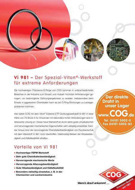 Vorteile von Vi 981 Der direkte Draht in unser Lager www.COG.de ...