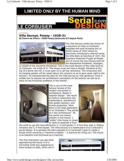 Le Corbusier Villa Savoye Poissy 1928 31 Famu Soa Home