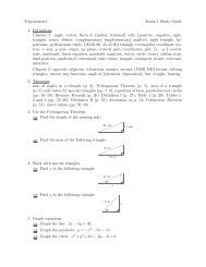 Trigonometry Exam 1 Study Guide 1. Definitions: Chapter 1: angle ...