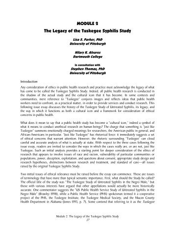 MODULE 2 The Legacy of the Tuskegee Syphilis Study