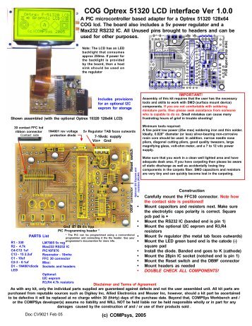 COG Optrex 51320 LCD interface Ver 1.0.0 - Compsys1.com