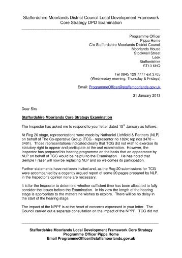 Letter PO to Semple Fraser - Staffordshire Moorlands District Council