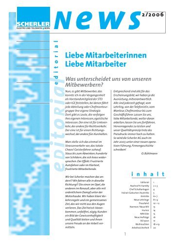 Liebe Mitarbeiterinnen Liebe Mitarbeiter - Scherler AG