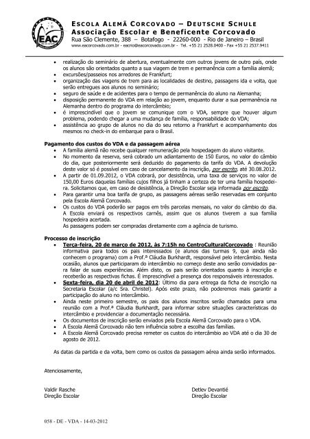 Turmas 8 a 10 C/R: Intercâmbio (.pdf - Escola Alemã Corcovado