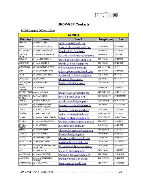 The UNDP-GEF POPs Resource Kit - International POPs Elimination ...