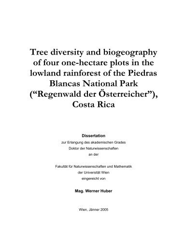 Tree diversity and biogeography of four one-hectare plots in the ...