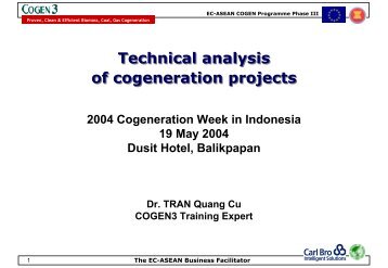 Technical analysis of cogeneration projects Technical ... - cogen 3