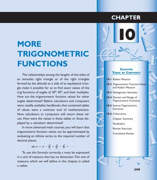 Chapter 10 More Trigonometric Functions