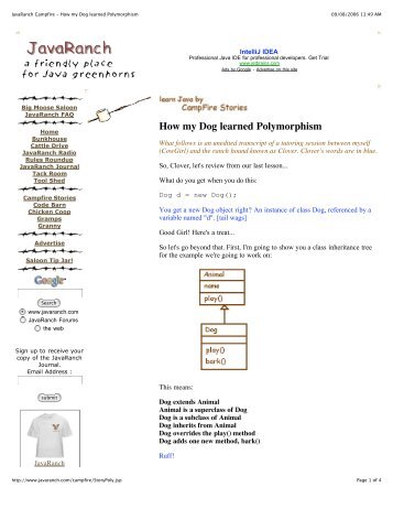 JavaRanch Campfire - How my Dog learned Polymorphism