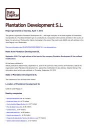 View a PDF summary for Plantation Development SL - Dato Capital