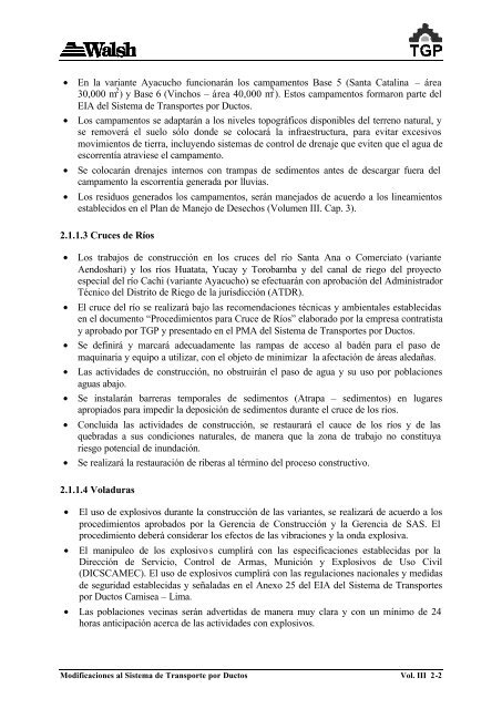 volumen iii plan de manejo ambiental - Ministerio de Energía y Minas