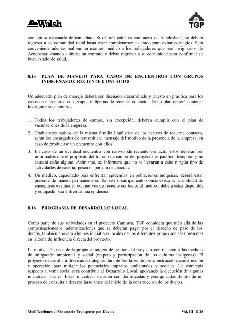 volumen iii plan de manejo ambiental - Ministerio de Energía y Minas