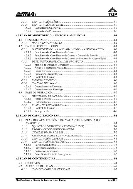 volumen iii plan de manejo ambiental - Ministerio de Energía y Minas